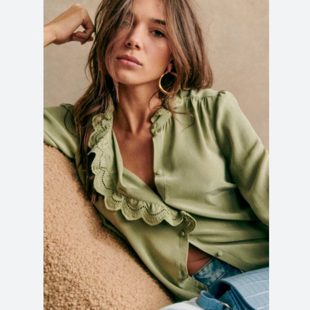 Sezane Chlo Shirt in Pistachio